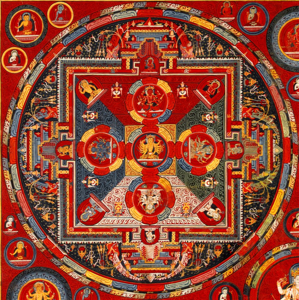 Top right mandala, Tibetan, Central Tibet, Tsang, Ngor Monastery, Sakya, Four Mandalas of the Vajravali Series (cropped)
