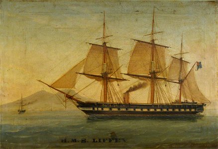 Tommaso de Simone (1805-1888) - The Frigate HMS 'Liffey' - BHC3450 - Royal Museums Greenwich. Free illustration for personal and commercial use.