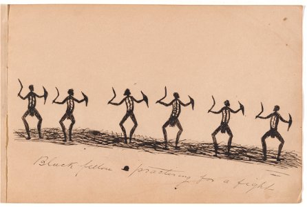 Tommy McRAE - Kwatkwat people - Black fellow practising for a fight-Sketchbook of Aboriginal activities - Google Art Project