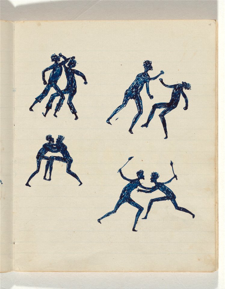 Tommy McRAE - Kwatkwat people - (Aboriginals fighting) Sketchbook mainly of activities of Aboriginals and Whites - Google Art Project