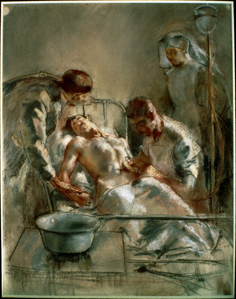 Tonks, Henry - Saline Infusion- An incident in the British Red Cross Hospital, Arc-en-Barrois, 1915 - Google Art Project