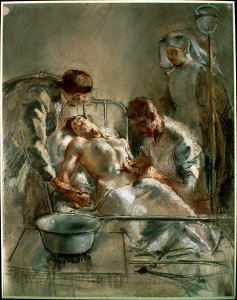 Tonks, Henry - Saline Infusion- An incident in the British Red Cross Hospital, Arc-en-Barrois, 1915 - Google Art Project