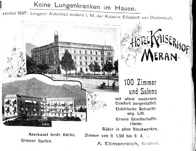 Tony Grubhofer Hotel Kaiserhof Meran 1899