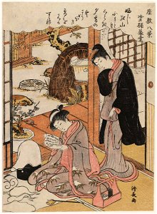 Torii Kiyonaga (c. 1778) Zashiki Hakkei - Nurioke no bosetsu
