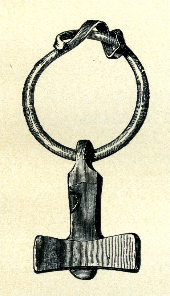 Torshammare av silver fr Läby, Uppland (Montelius 1906 sid 309 fig 518)
