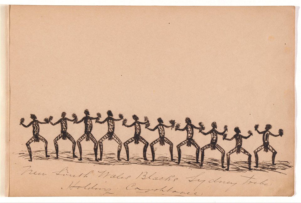 Tommy McRAE - Kwatkwat people - New South Wales Blacks - Sydney tribe holding corroboree-Sketchbook of Aboriginal activities - Google Art Project