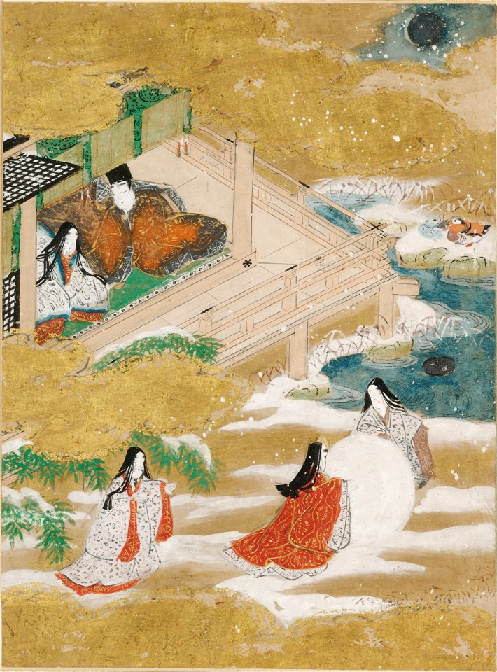 Tosa Mitsunobu - The Bluebell (Asagao), Illustration to Chapter 20 of the Tale of Genji (Genji monogatari) - 1985.352.20.A - Harvard Art Museums