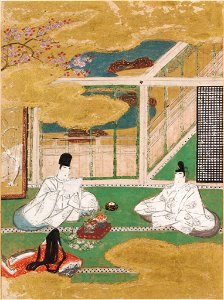 Tosa Mitsunobu - The Plum Tree Branch (Umegae), Illustration to Chapter 32 of the Tale of Genji (Genji monogatari) - 1985.352.32.A - Arthur M. Sackler Museum