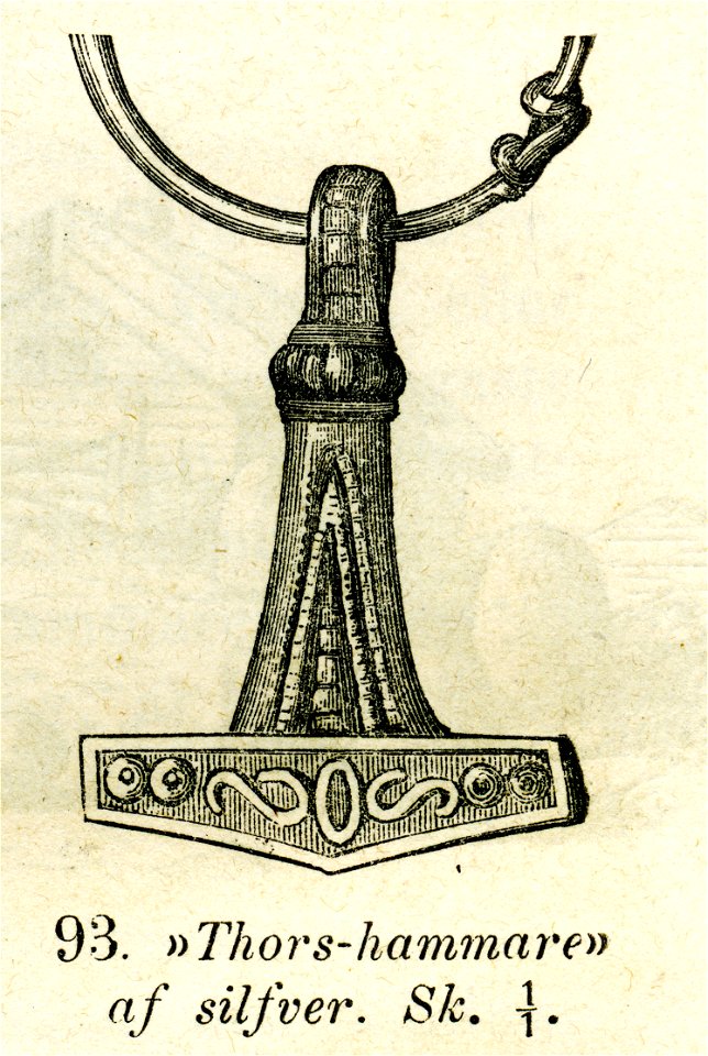 Torshammare av silver fr Skåne (Montelius 1873 sid 107 fig 93)