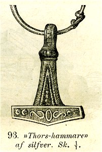Torshammare av silver fr Skåne (Montelius 1873 sid 107 fig 93)