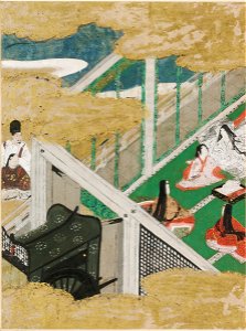Tosa Mitsunobu - Wisps of Cloud (Usugumo), Illustration to Chapter 19 of the Tale of Genji (Genji monogatari) - 1985.352.19.A - Harvard Art Museums