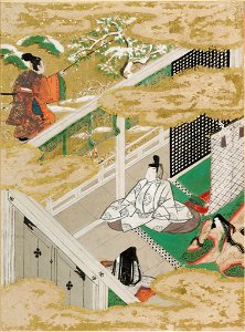 Tosa Mitsunobu - The Safflower (Suetsumuhana), Illustration to Chapter 6 of the Tale of Genji (Genji monogatari) - 1985.352.6.A - Harvard Art Museums