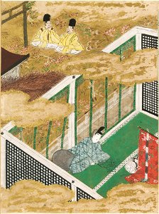 Tosa Mitsunobu - The Green Branch (Sakaki), Illustration to Chapter 10 of the Tale of Genji (Genji monogatari) - 1985.352.10.A - Harvard Art Museums