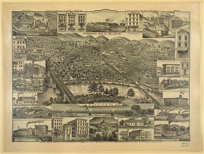 Topographic view of the city of Reading Pa. 1881 - compiled from sketches by J. Hanold Kendall, and dedicated to its growing industries. LCCN2012648893