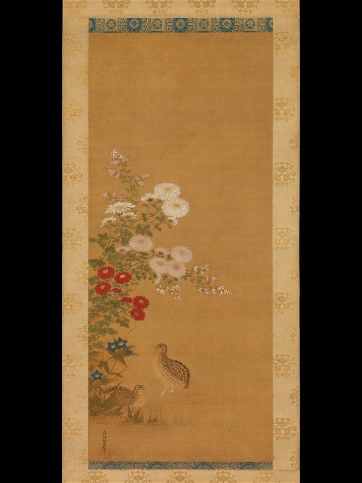 Tosa Mitsuoki - Quail and Autumn Flowers - 36.100.52 - Metropolitan Museum of Art