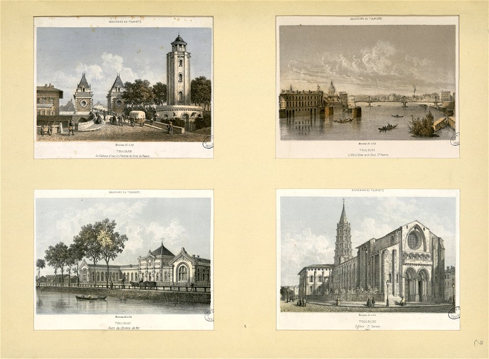 Toulouse - Le Château d'eau et l'entrée du Pont de Pierre - L'Hôtel Dieu et le Pont St Pierre - Gare du Chemin de fer - Eglise St. Sernin - Fonds Ancely - B315556101 A MERCEREAU 8 002