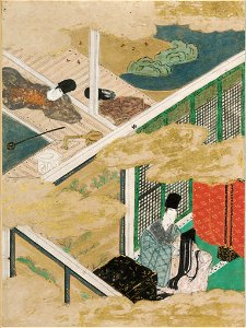 Tosa Mitsunobu - The Broom Tree (Hahakigi), Illustration to Chapter 2 of the Tale of Genji (Genji monogatari) - 1985.352.2.A - Harvard Art Museums