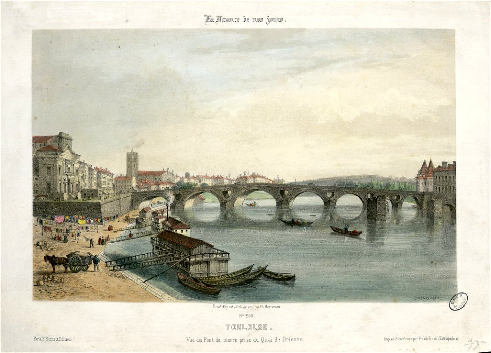 Toulouse - Vue du Pont de pierre prise du Quai de Brienne - Fonds Ancely - B315556101 A MERCEREAU 7 053