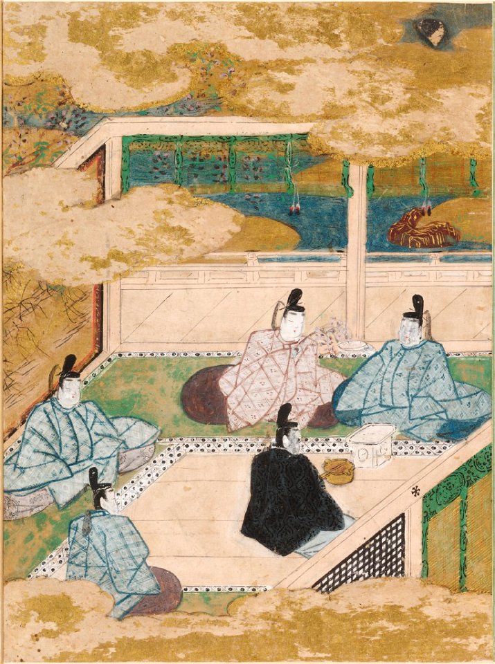 Tosa Mitsunobu - New Wisteria Leaves (Fuji no Uraba), Illustration to Chapter 33 of the Tale of Genji (Genji monogatari) - 1985.352.33.A - Harvard Art Museums