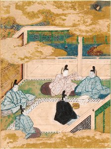 Tosa Mitsunobu - New Wisteria Leaves (Fuji no Uraba), Illustration to Chapter 33 of the Tale of Genji (Genji monogatari) - 1985.352.33.A - Harvard Art Museums