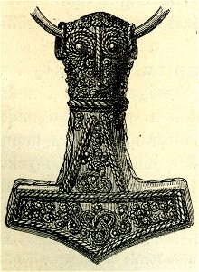 Torshammare av silver fr Bredsättra, Öland (Montelius 1877 sid 348 fig 405)