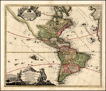 Totius Americae Septentrionalis et Meridionalis Novissima Representatio quam ex fingulis Geographorum Tabulis collecta luci publicae accommodavit