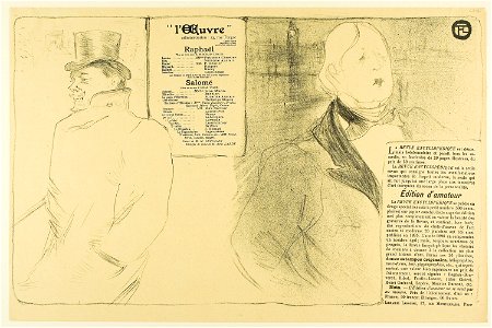 Toulouse-Lautrec - Oscar Wilde and Romain Coolus—Program for Raphaël and Salomé, 1950.1390
