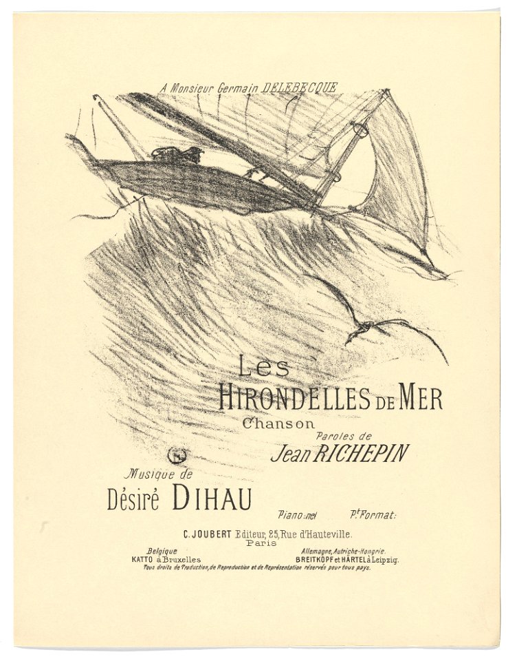 Toulouse-Lautrec - The Sea Swallows (Les hirondelles de mer) from- Quatorze lithographies originales (Mélodies de Désiré Dihau), 1072.1964.A10, 1895, published 1935