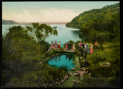 Tourists at Hinemoa Bath. Mokoia Island, Rotorua LCCN2017657814