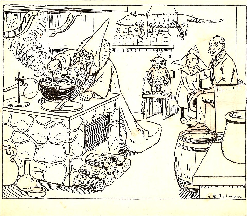 Tovenaar brouwt een brouwsel (G.Th. Rotman)