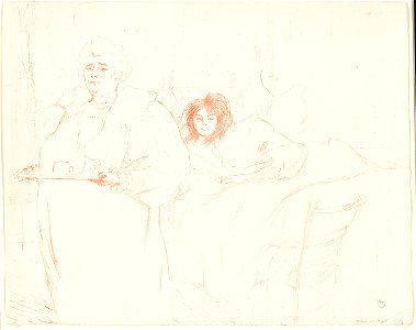 Toulouse-Lautrec - Woman with a Tray—Breakfast (Madame Baron and Mademoiselle Popo), plate two from Elles, 1927.977