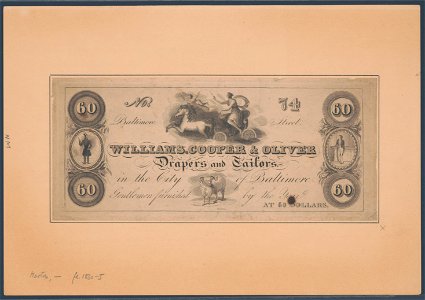 Tradecard. Williams, Cooper & Oliver Drapers and Tailors LCCN2004669695