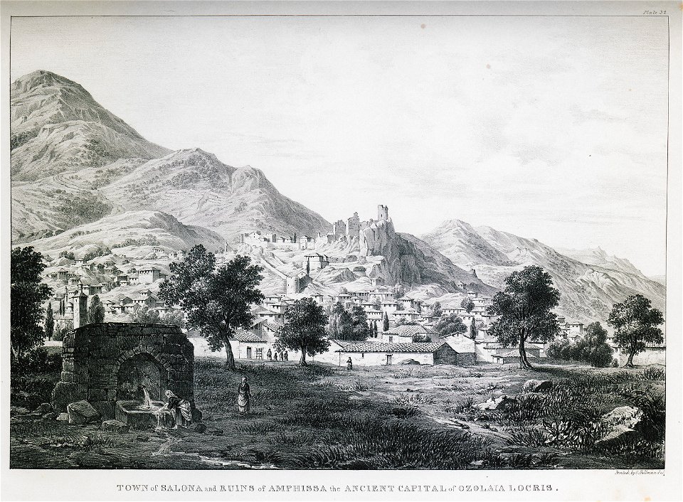 Town of Salona and ruins of Amphissa the ancient capital of Ozolaia Locris - Dodwell Edward - 1834