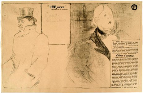 Toulouse-Lautrec - Oscar Wilde et Romain Coolus - Programme pour Raphaël et Salomé, A 1903-393, 1896