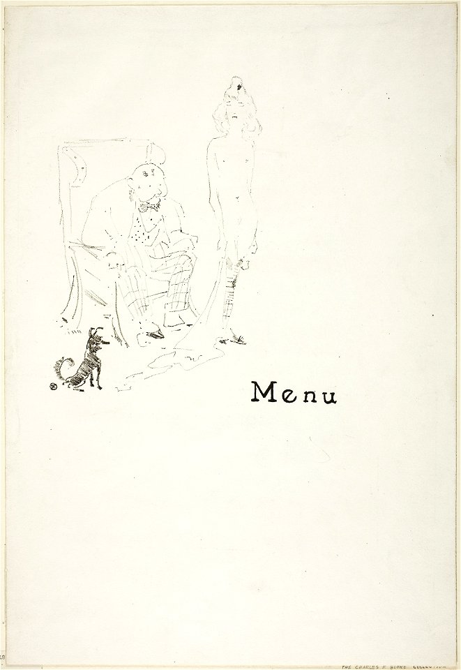 Toulouse-Lautrec - The Naked Girl, Menu, 1927.964