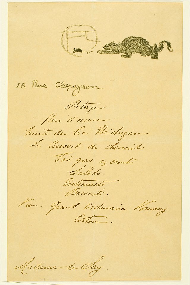 Toulouse-Lautrec - Menu for a Dinner given by May Belfort, 1953.367