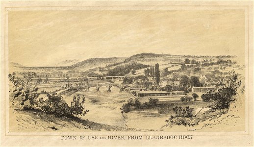 Town of Usk and River from Llanbadoc Rock