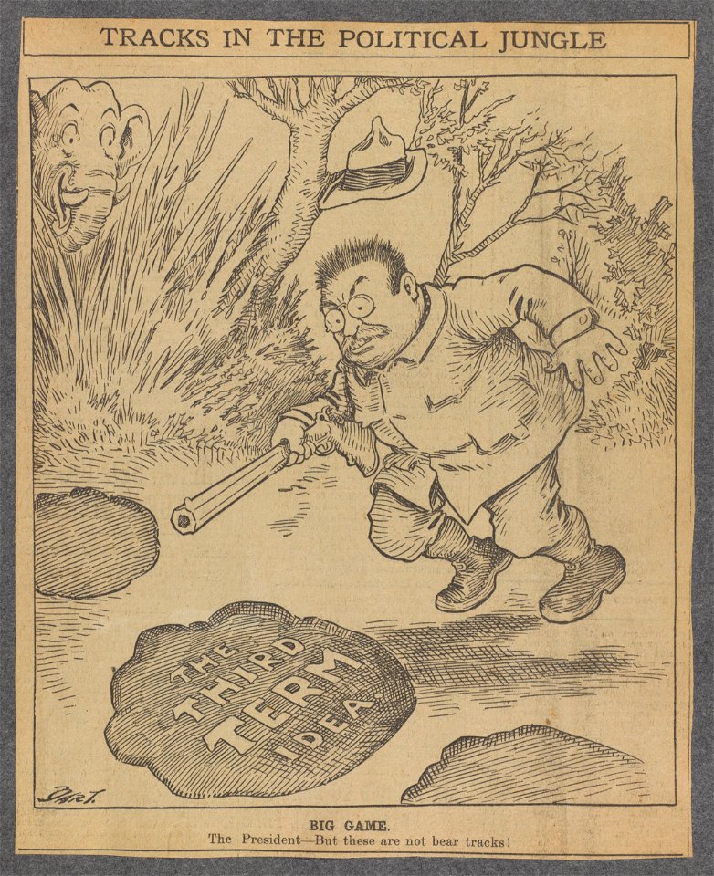 Tracks in the political jungle Big game. The president - But these are not bear tracks! - - Bart. LCCN2013651599
