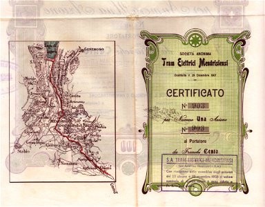 Tram Elettrici Mendrisiensi 1908 reverse side