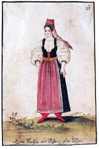 Transylvanian Saxon woman from the district of Beszterce, 18th century