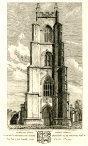 Tower of Stoke Church Suffolk by Henry Davy. Free illustration for personal and commercial use.