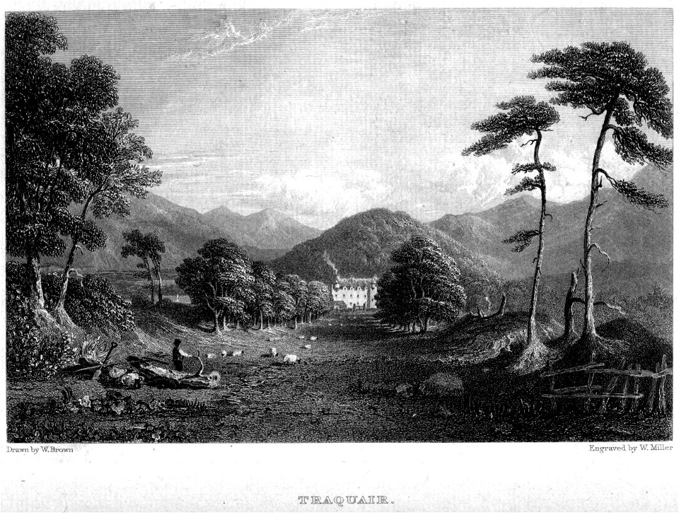 Traquair engraving by William Miller after W Brown