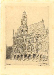 Town Hall of Audenaerde, print by James Ensor, 1888, Prints Department, Royal Library of Belgium, S. V 71213