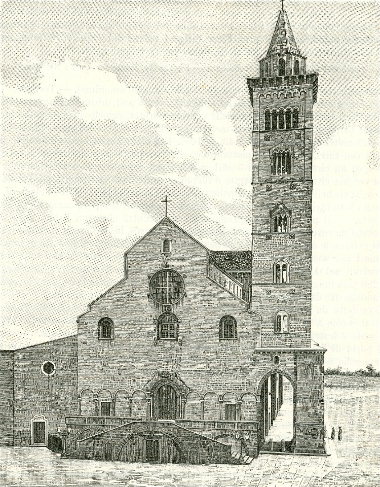 Trani cattedrale di San Nicola xilografia di Barberis 1898