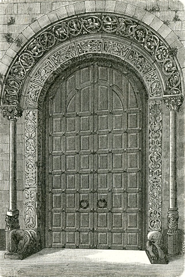 Trani porta della cattedrale xilografia di Barberis 1898