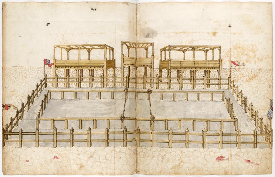 Traicitié de la forme et devis comme on fait les tournoys BNF Fr. 2695 pano f48v-49r