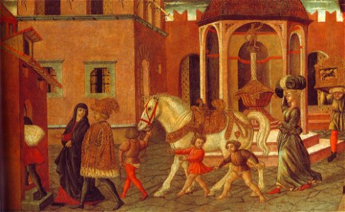 Transport of cassoni (1480). Free illustration for personal and commercial use.