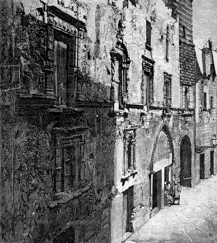 Trapani – Casa gotica in via Giudecca (xilografia)