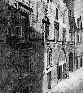 Trapani – Casa gotica in via Giudecca (xilografia)