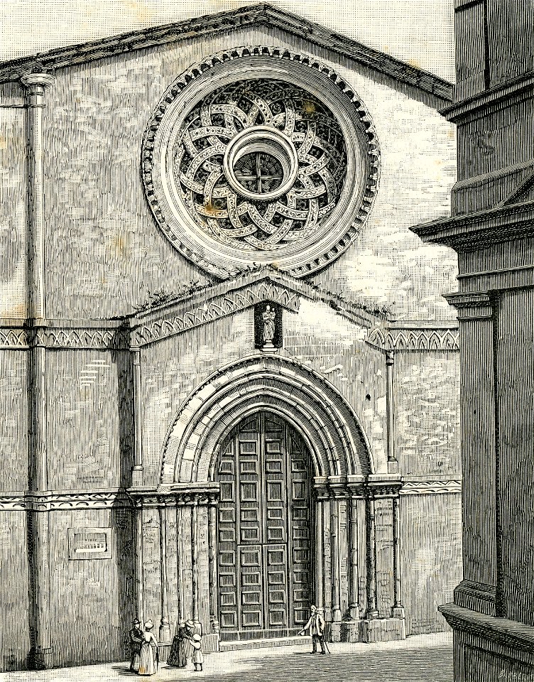 Trapani Prospetto della chiesa di Sant’Agostino xilografia di Barberis 1892